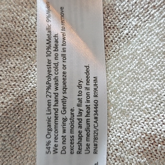 Eileen Fisher Fine Organic Linen Crepe Sparkle Long Sleeve Cardigan Size Small - Picture 10 of 11